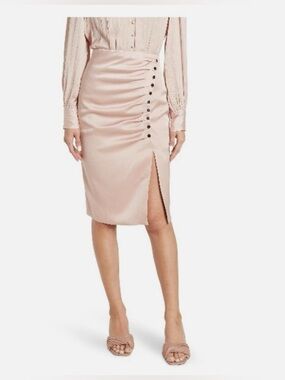 BCBGMAXAZRIA 2UX7B17 Skirt Pink Gold Botton acs NWT